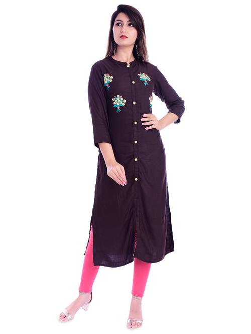 embroidered straight kurta - 16849478 - Very Small Image - 1