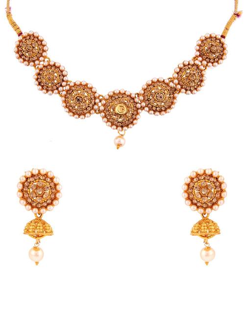 gold metal necklaces and earring - 16849579 - Very Small Image - 1