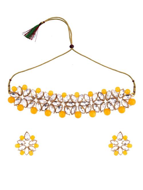 yellow metal necklaces and earring - 16849593 - Very Small Image - 1