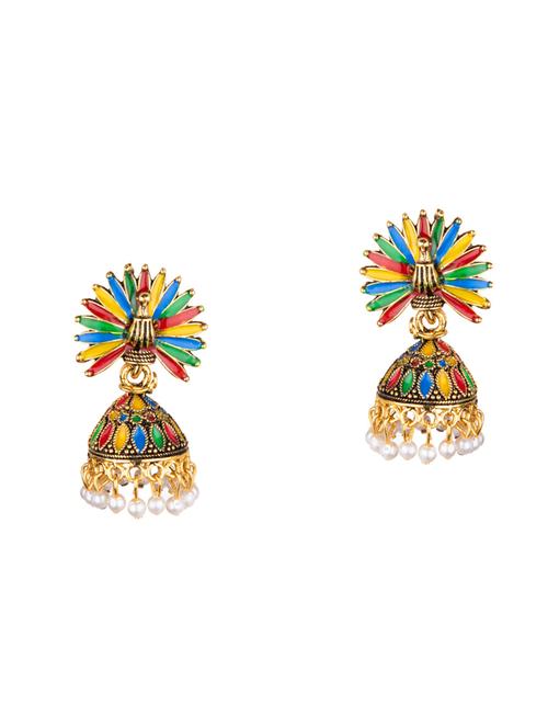 multi colored metal jhumka earring - 16849651 - Very Small Image - 1