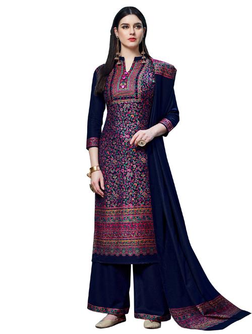 printed palazzo unstitched suit - 16850131 - Very Small Image - 1