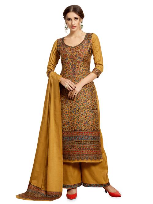 floral print woolen unstitched suit set - 16850132 - Very Small Image - 1