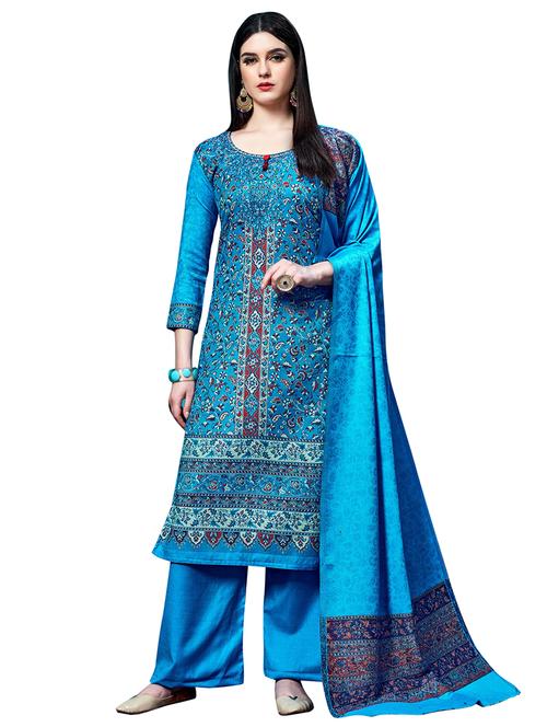 printed palazzo unstitched suit - 16850134 - Very Small Image - 1
