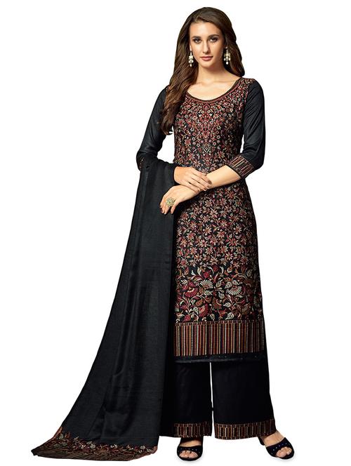 floral print woolen unstitched suit set - 16850137 - Very Small Image - 1
