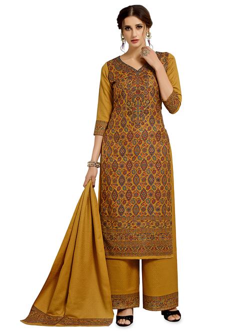floral print woolen unstitched suit set - 16850149 - Very Small Image - 1