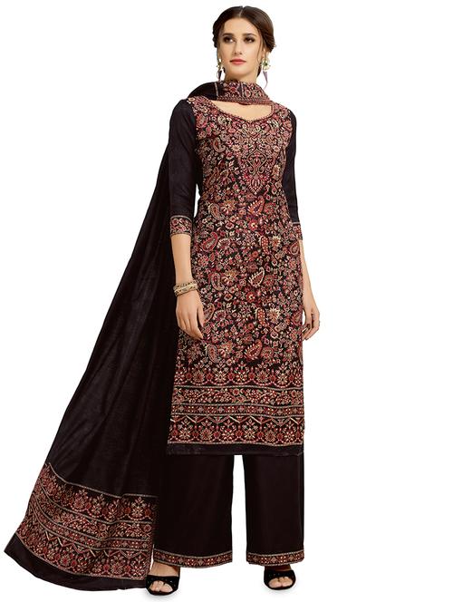 floral print woolen unstitched suit set - 16850159 - Very Small Image - 1