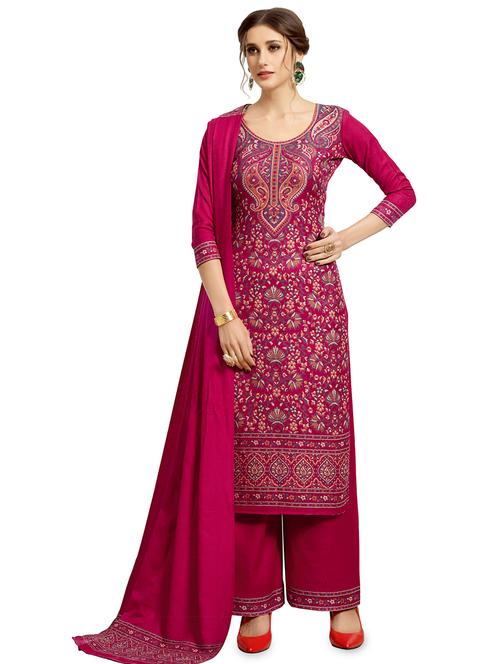 floral print woolen unstitched suit set - 16850161 - Very Small Image - 1