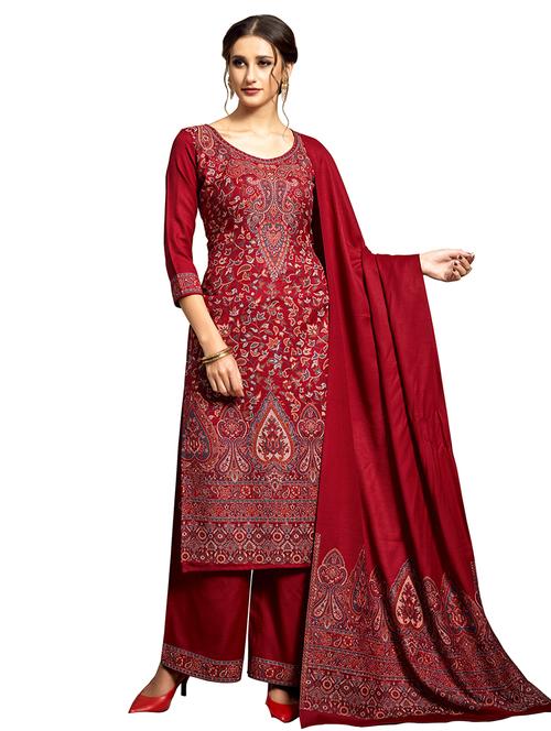 printed palazzo unstitched suit - 16850166 - Very Small Image - 1