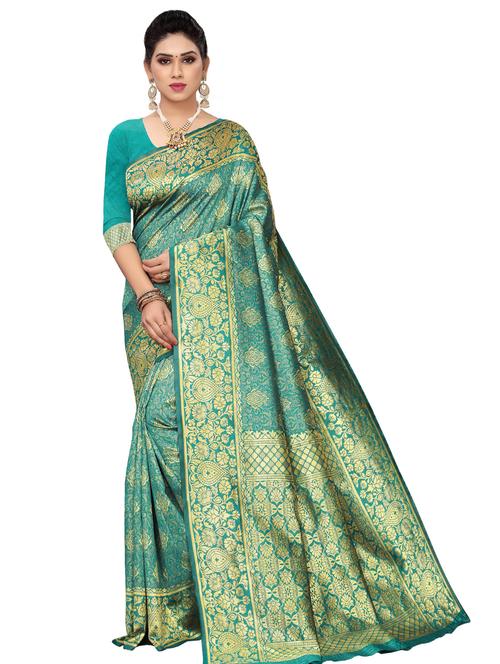 printed banarasi saree with blouse - 16850378 - Very Small Image - 1