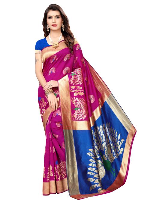 conversational banarasi silk woven saree with blouse - 16850417 - Very Small Image - 1