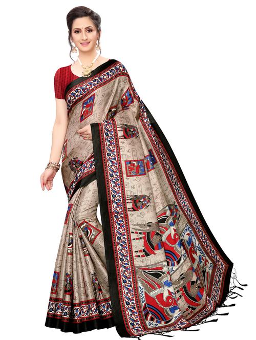 conversational printed saree with blouse - 16850419 - Very Small Image - 1