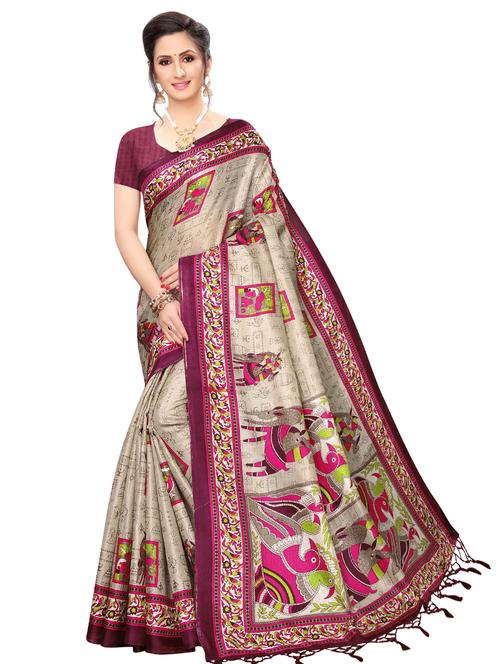 conversational printed saree with blouse - 16850421 - Very Small Image - 1