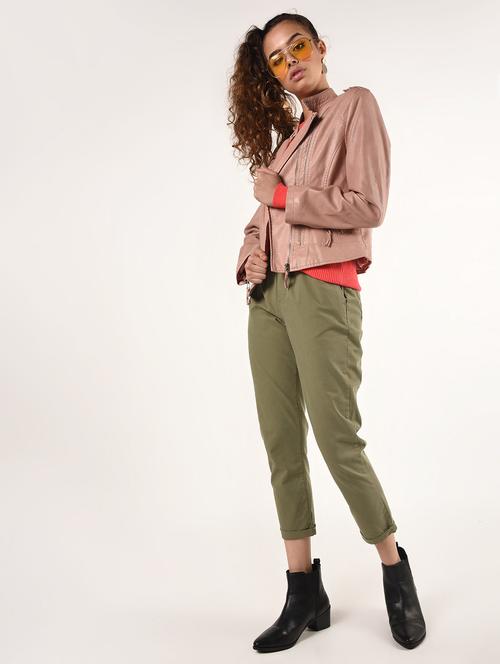 lapel neck leather jacket - 16850833 - Very Small Image - 1