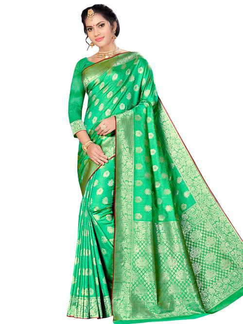 self design woven saree with blouse - 16851010 - Very Small Image - 1