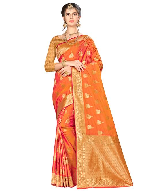 self design woven saree with blouse - 16851020 - Very Small Image - 1