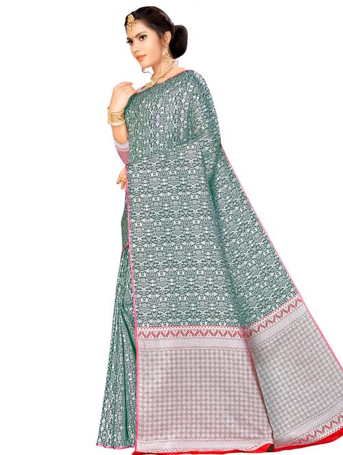 self design woven saree with blouse - 16851032 - Very Small Image - 1