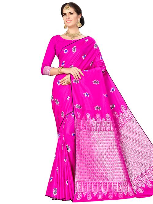 self design woven saree with blouse - 16851063 - Very Small Image - 1
