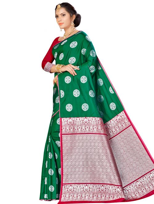 self design banarasi saree with blouse - 16851095 - Very Small Image - 1