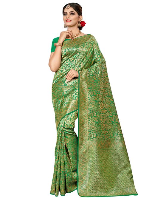 self design banarasi saree with blouse - 16851125 - Very Small Image - 1