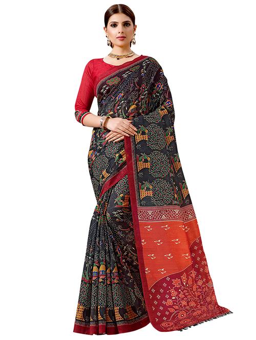 conversational printed saree with blouse - 16851211 - Very Small Image - 1