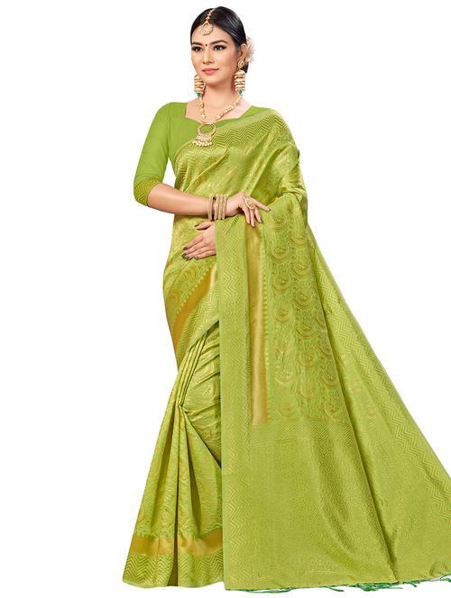 self design banarasi saree with blouse - 16851230 - Very Small Image - 1