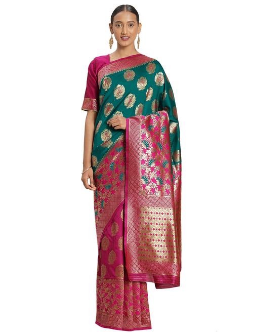 self design woven saree with blouse - 16851246 - Very Small Image - 1