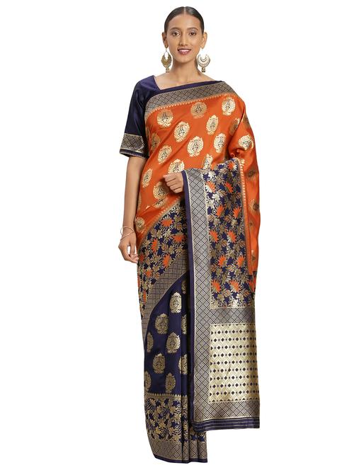 self design woven saree with blouse - 16851247 - Very Small Image - 1