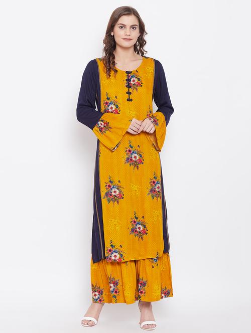 floral kurta palazzo set - 16851576 - Very Small Image - 1