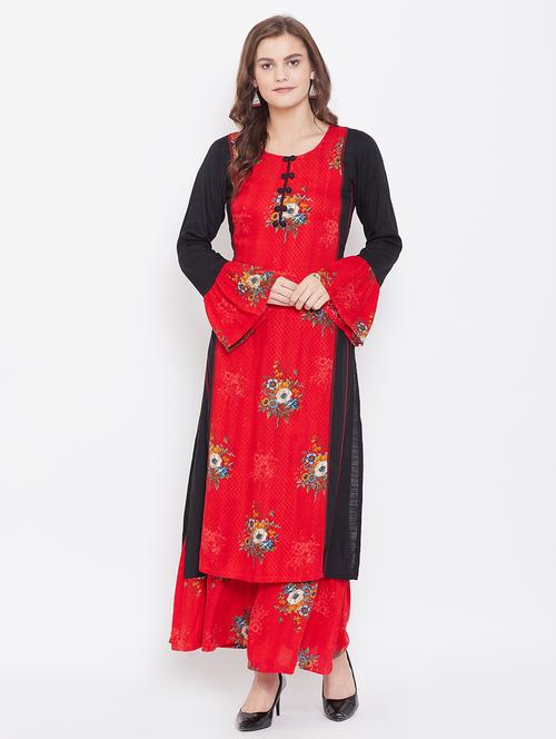 floral kurta palazzo set - 16851579 - Very Small Image - 1