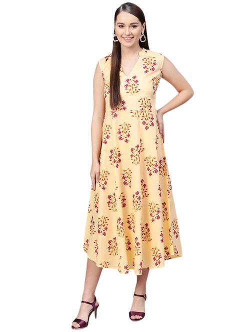 v-neck floral a-line dress - 16851720 - Very Small Image - 1