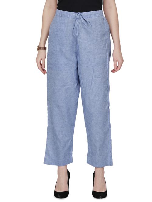 tie front solid trouser - 16852021 - Very Small Image - 1