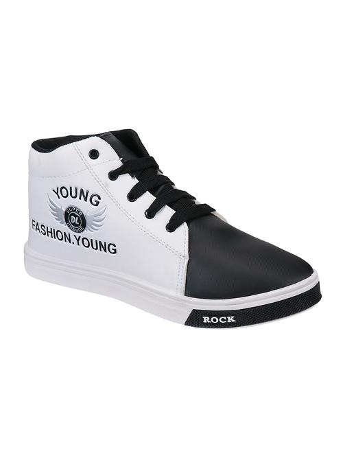 white leatherette lace up sneakers - 16852221 - Very Small Image - 1