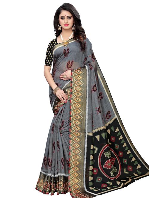 conversational printed saree with blouse - 16853574 - Very Small Image - 1