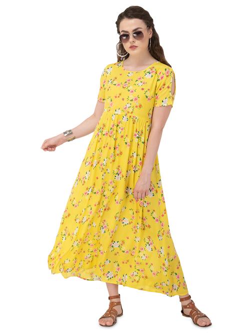 cut out detail floral maxi dress - 16853625 - Very Small Image - 1