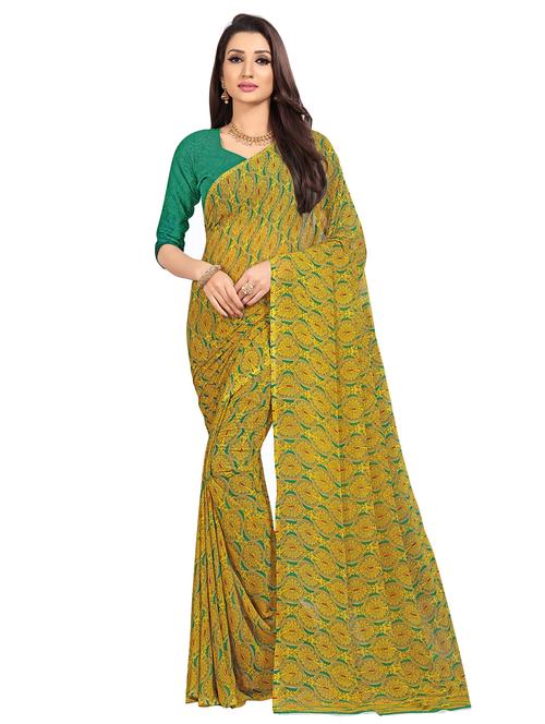 ethnic motif printed saree with blouse - 16856022 - Very Small Image - 1