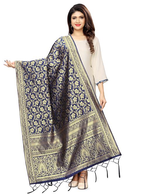 floral banarasi dupatta - 16856702 - Very Small Image - 1