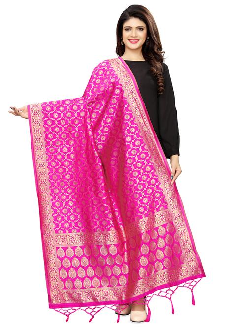 fuchsia banarasi dupatta - 16856704 - Very Small Image - 1