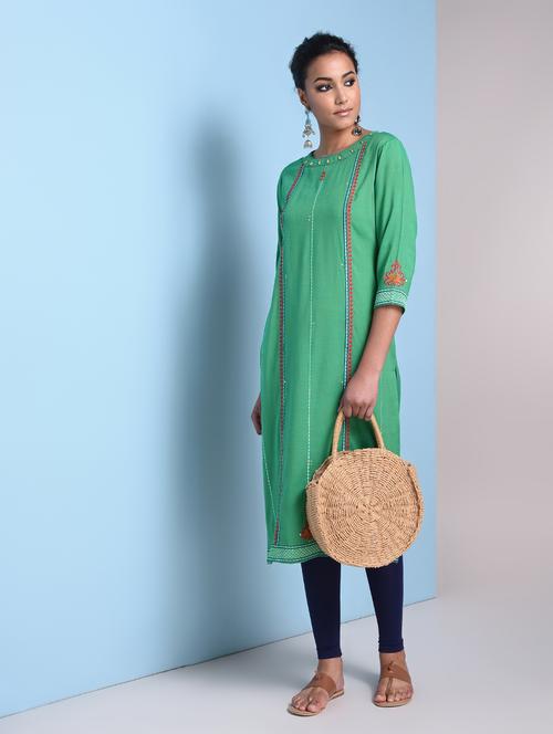 embroidered straight kurta - 16856943 - Very Small Image - 1