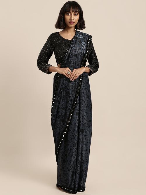 floral printed saree with blouse - 16856987 - Very Small Image - 1