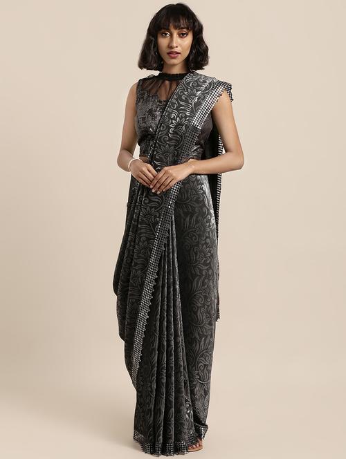 floral printed saree with blouse - 16856988 - Very Small Image - 1