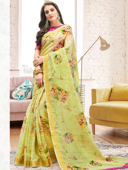 abstract printed saree with blouse - 16857995 - Very Small Image - 1