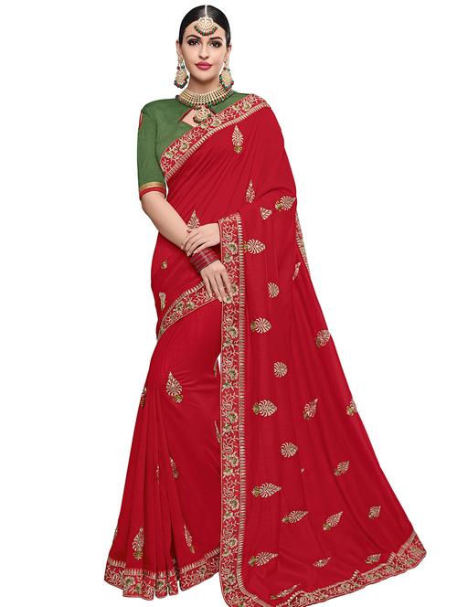 self design embroidered saree with blouse - 16858127 - Very Small Image - 1