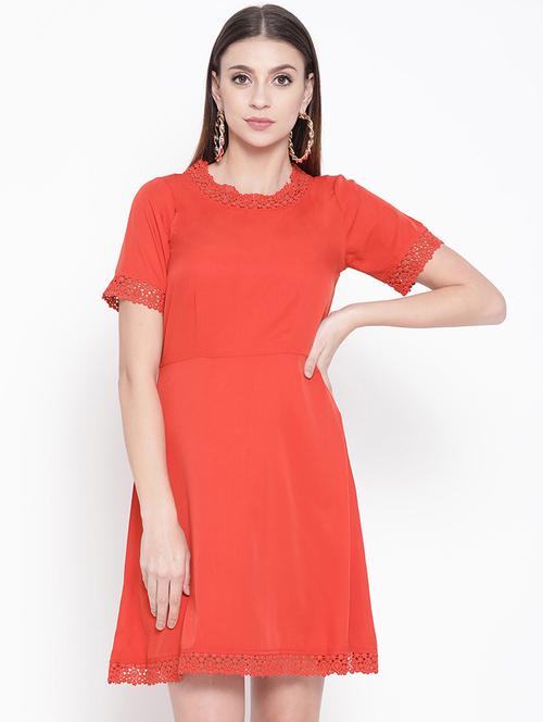laced hem a-line dress - 16858153 - Very Small Image - 1