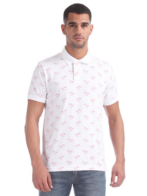 white printed polo t-shirt - 16858427 - Very Small Image - 1