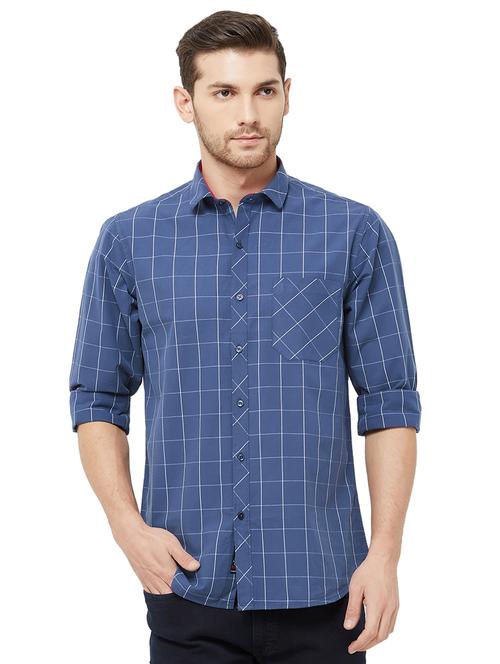 blue checkered casual shirt - 16859055 - Very Small Image - 1