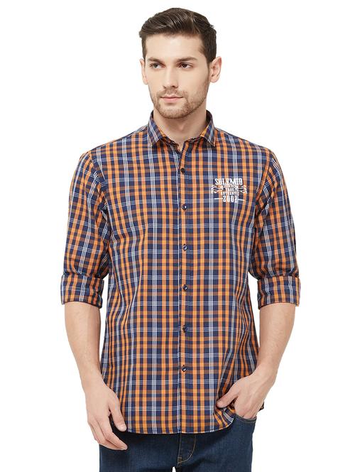 orange checkered casual shirt - 16859063 - Very Small Image - 1