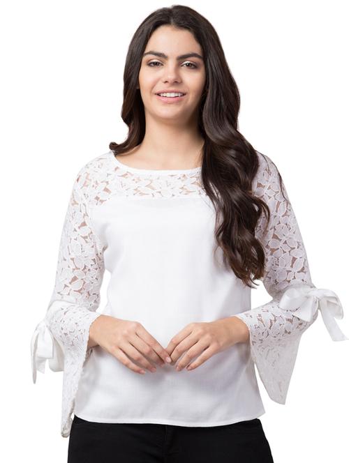 laced bell sleeves solid top - 16859166 - Very Small Image - 1