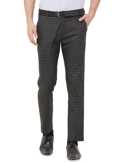 grey checkered flat front formal trouser - 16859173 - Very Small Image - 1