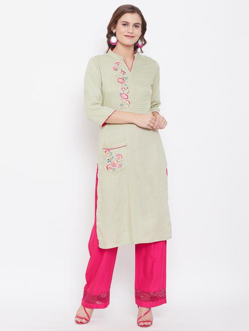 embroidered straight kurta - 16859238 - Very Small Image - 1