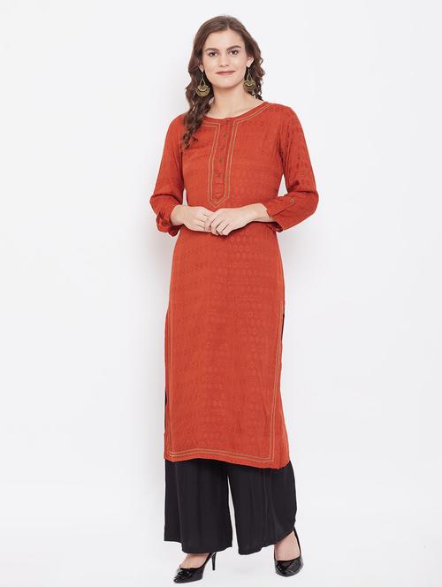 solid straight kurta - 16859245 - Very Small Image - 1
